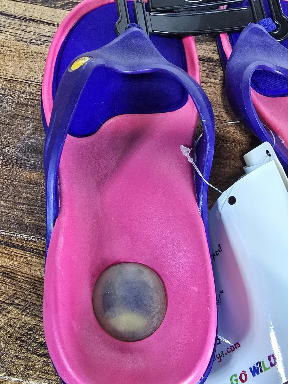 Girl Pink and Purple Comfort Flip Sandals Size 5